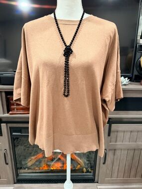 Splendid Relaxed Knit Top in Camel Brown
